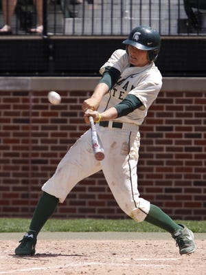 MSU junior Cam Gibson hit .297 with 10 doubles, four triples and a career-best five home runs this spring. He went 17 of 21 on stolen bases, driving in 32 runs and scoring 54 times, predominantly out of the Spartans’ leadoff spot. The 6-foot-2, 195-pounder played in all 57 of MSU’s games this season, mainly in left field. He was drafted on Tuesday in the fifth round by the Detroit Tigers, the same team that drafted his father, Kirk, out of MSU in 1978.