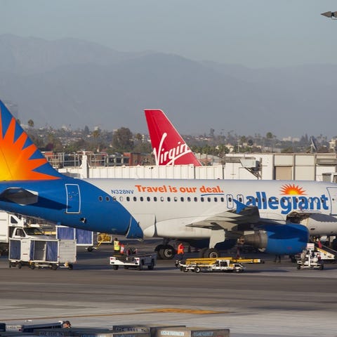 An Allegiant Airbus A319 is seen in Las Vegas on S
