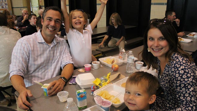 The Smith Family enjoys a VIP Day lunch at Immaculate Conception School in Port Clinton.