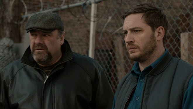 James Gandolfini and Tom Hardy in a scene from "The Drop."