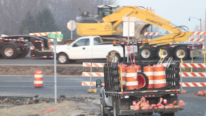 Construction of the West Main Street corridor adjacent to U.S. 31 in Carmel, March 10, 2014.
