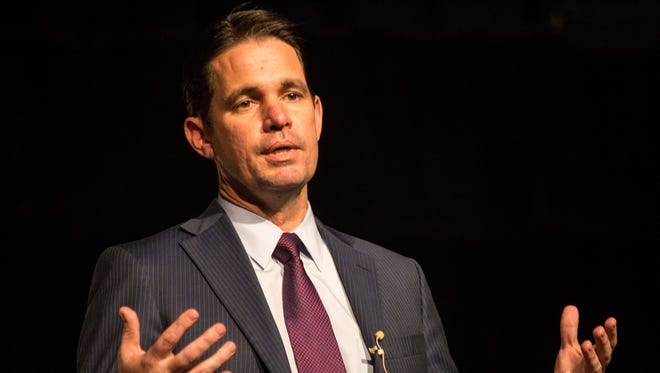 JCPS superintendent finalist Dr. Marty Pollio answered questions from the public during an open forum at Central High School on Thursday night. 1/25/18