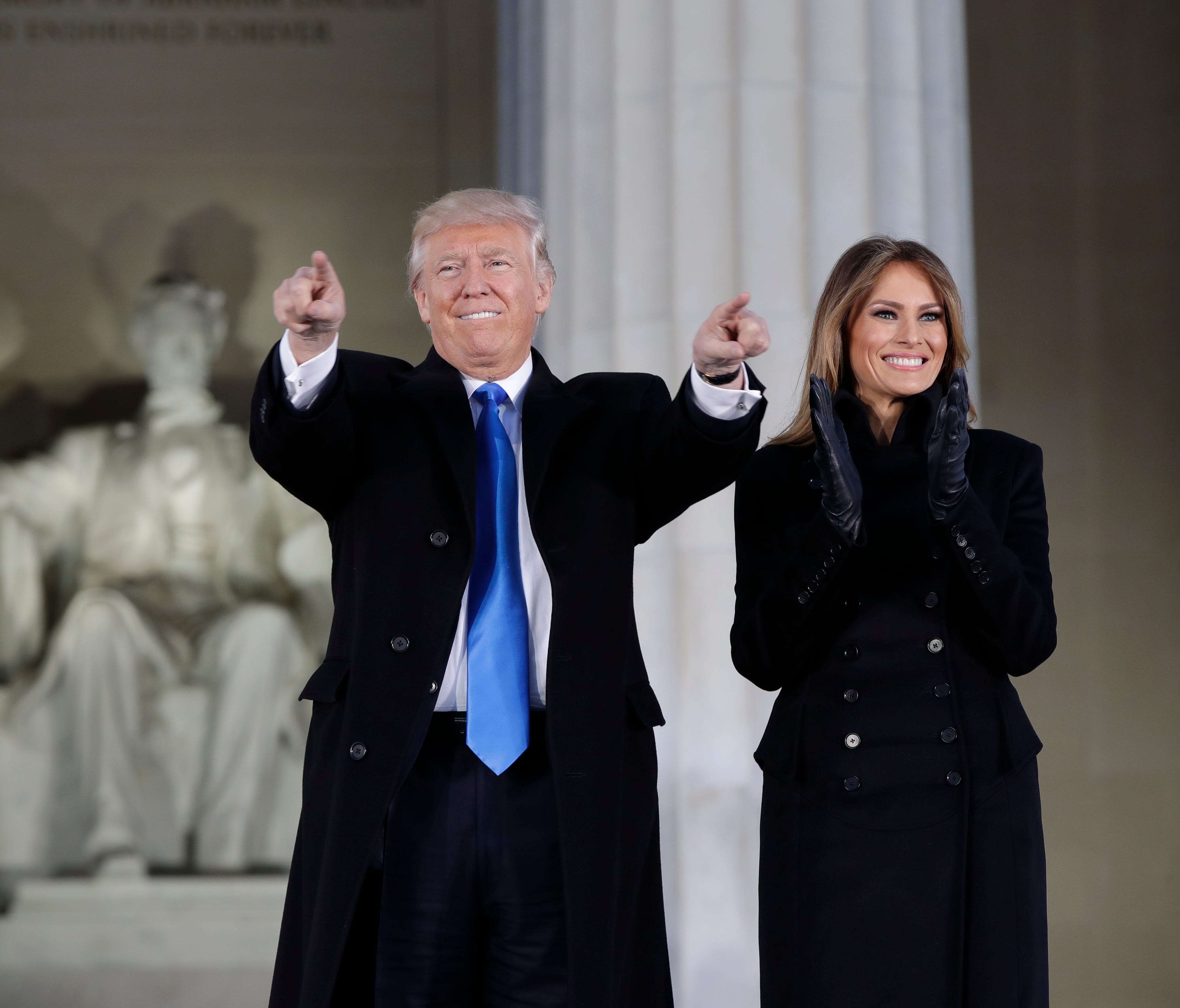 President-elect Donald Trump and his wife Melania Trump arrive at a pre-Inaugural 