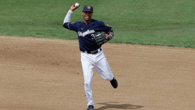 Shortstop Orlando Arcia is one of 17 Brewers on the opening day roster making around the MLB minimum salary.