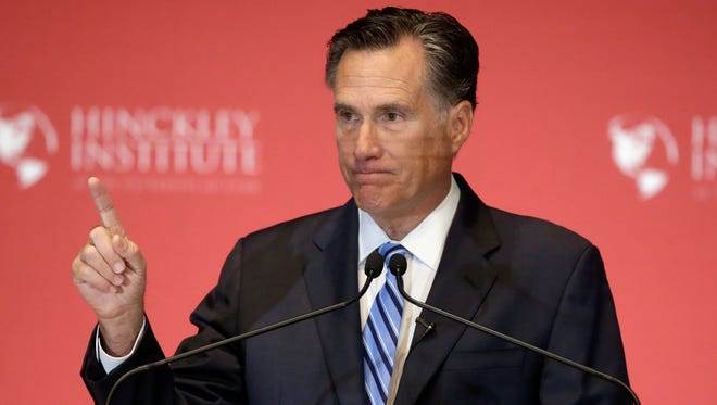 In this March 2016 photo, former Republican presidential candidate Mitt Romney speaks at the University of Utah in Salt Lake City.