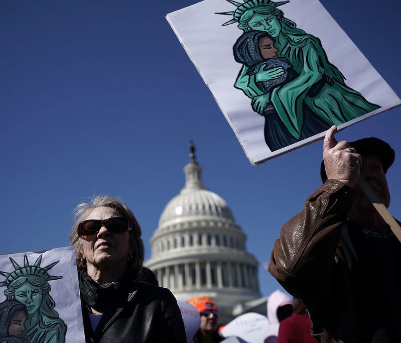 Immigration protest at U.S. Capitol, Washington, D.C., as Congress fails to meet deadline for DACA deal, March 5, 2018.