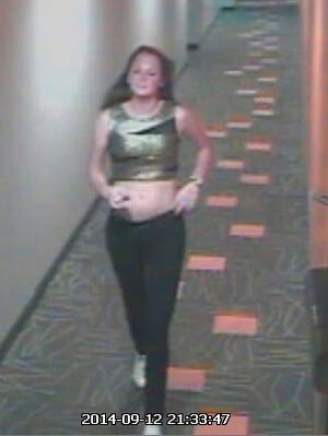 This image provided by the Charlottesville Police Department shows missing 18-year-old University of Virginia student, Hannah Elizabeth Graham, in a surveillance photo Saturday Sept. 13, 2014 in Charlottesville, Va.