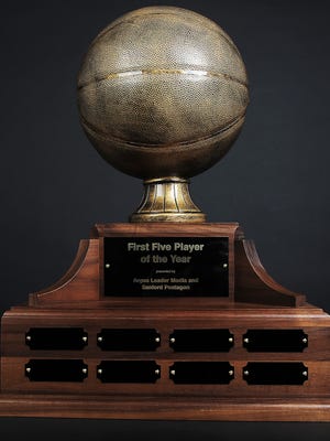 The Argus Leader Media & Sanford Pentagon First Five Player of the Year trophy.