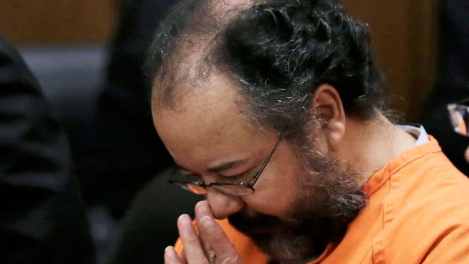Ariel Castro bows his head in the courtroom during his sentencing in August in Cleveland.