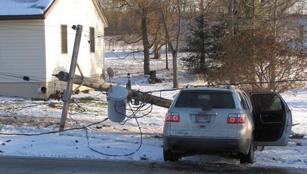 4 people were injured in a crash near Nankin late Friday afternoon that took down an electric pole and wires.