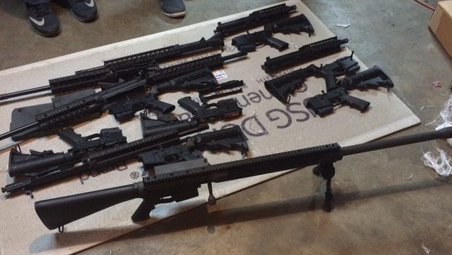 Three Oxnard men and a Mexican national were arrested last week in connection with weapons violations as authorities investigated drug smuggling across the United States-Mexico border, officials said.