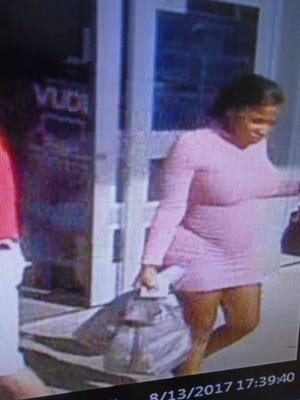 Southwest Florida Crime Stoppers is searching for this woman, accused in the theft of six activated Visa gift cards  and lottery tickets from a Fort Myers Beach WalMart.