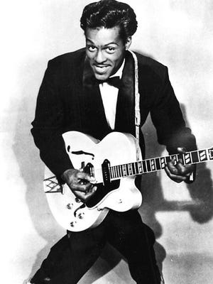 Rock icon Chuck Berry is seen in a 1955 promotional photon