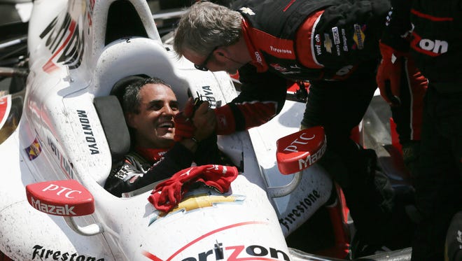 Juan Pablo Montoya is the winner of the Indianapolis 500 in Indianapolis, Ind., Sunday, May 24, 2015. 