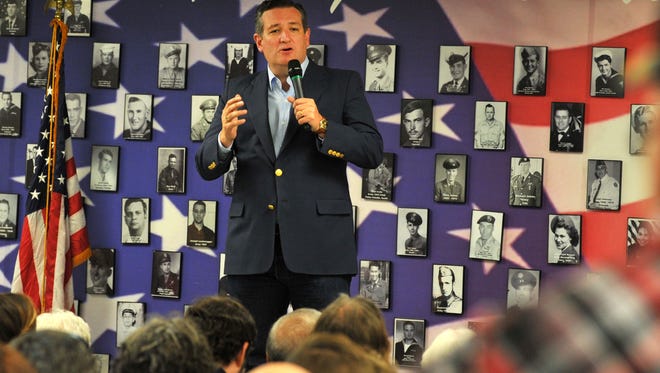 File - United States Senator, Ted Cruz, spoke to a crowd of veterans Wednesday afternoon during a stop in Wichita Falls.