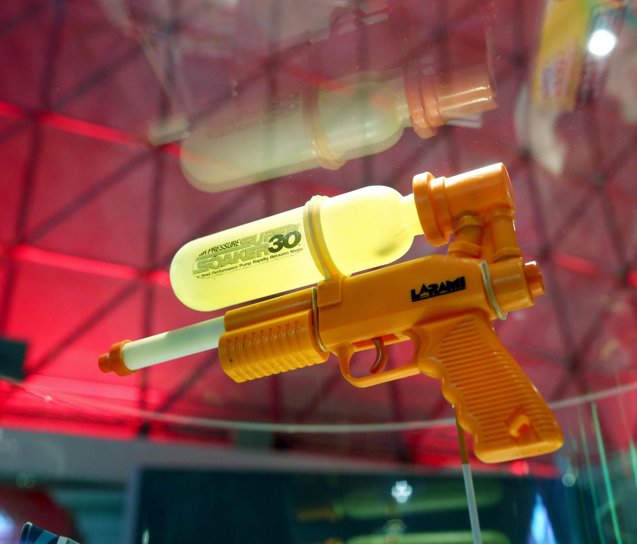 A Super Soaker is displayed at the National Toy Hall of Fame in Rochester, N.Y.