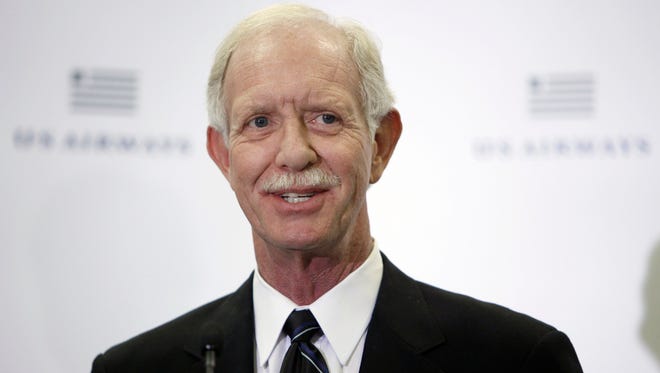 Capt. Chesley "Sully" Sullenberger is shown during a news conference at Charlotte/Douglas International airport in Charlotte, N.C., Thursday, Oct. 1, 2009.