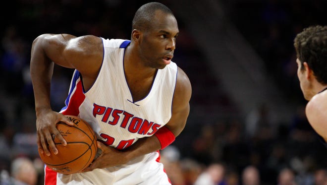Detroit Pistons guard Jodie Meeks holds the ball against the New Orleans Pelicans.