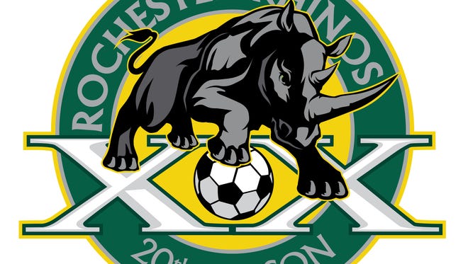 The Rhinos' new 20th-anniversary logo was designed by local artist, Jason Dawes.