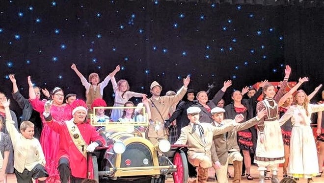 The cast of Chitty Chitty Bang Bang during the finale of the show in March.