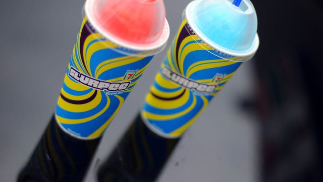 An illustration of two 7-Eleven Slurpees on October 27, 2010 in Washington, D.C.