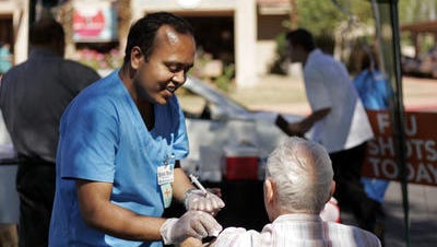 The Joslyn Center of Palm Desert holds an annual health expo each fall, with free flu shots and blood pressure checks for seniors.