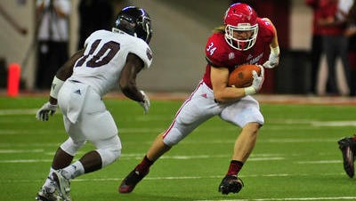 Anthony Vigneri (34) was one of nine players who carried the football on Saturday in USD's 40-10 over Missouri State