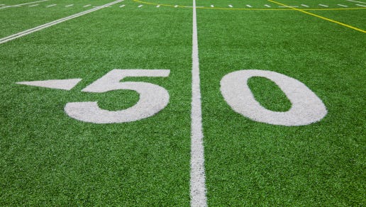 fifty yard line - football