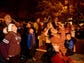 The crowd watches the fire works at the lighting of