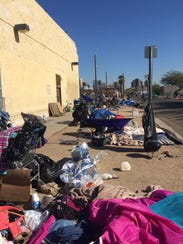 Madison Street in downtown Phoenix, where the homeless