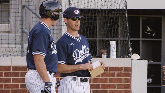 Dallas Baptist coach Dan Heefner, right, is an Iowa City High graduate and is leading his program into the NCAA regionals for the fifth time in eight years. This is the first year DBU has hosted a regional.