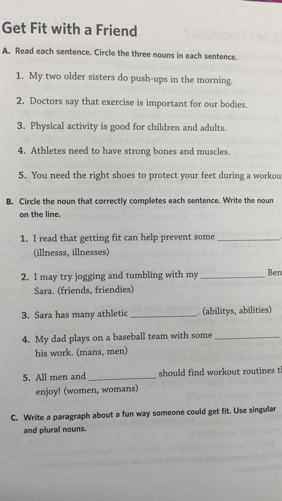 Can you solve a fourth-grade grammar worksheet?