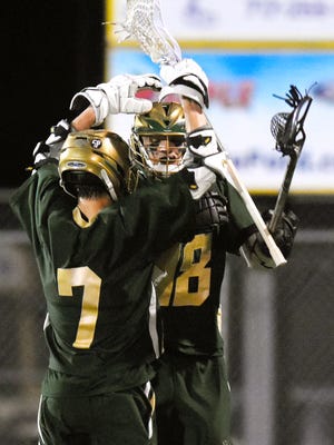 Central York vs York Catholic during boys' lacrosse championship action at Horn Field in Red Lion, Friday, May 11, 2018. York Catholic would win the York-Adams League title 13-12 in overtime. Dawn J. Sagert photo