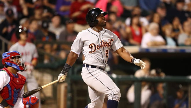 East outfielder Christin Stewart of the Detroit Tigers bats during the Arizona Fall League Fall Stars game Nov. 5, 2016 at Surprise Stadium.