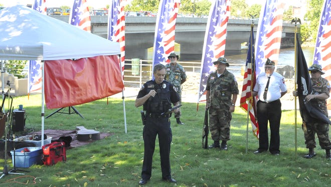 Grand Rapids Police Chief Melvin Pedersen, who was a member of the U.S. Customs Agency in 2001, talks about his experiences on Sept. 1, 2001, during the 9/11 ceremony Sunday in Wisconsin Rapids.