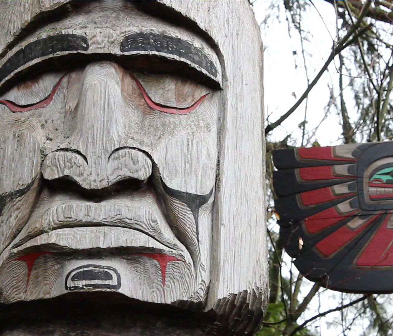 Overlooking Capilano Bridge is one of the largest private collections of totem poles. Or more accurately, story poles.