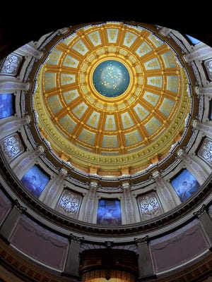 The intricate interior of the Capitol dome as seen from the rotunda of the statehouse in downtown Lansing is seen in this May 2012 State Journal file photo.