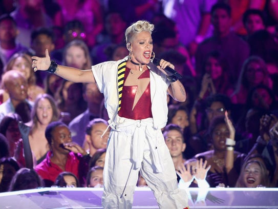 Pink performs onstage during the 2017 MTV Video Music