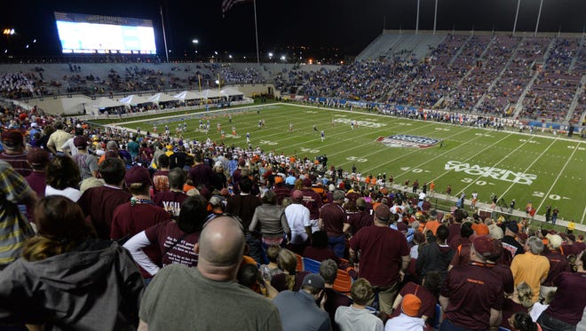 Fans look on during the  second half of the 2015 Camping World Independence Bowl.