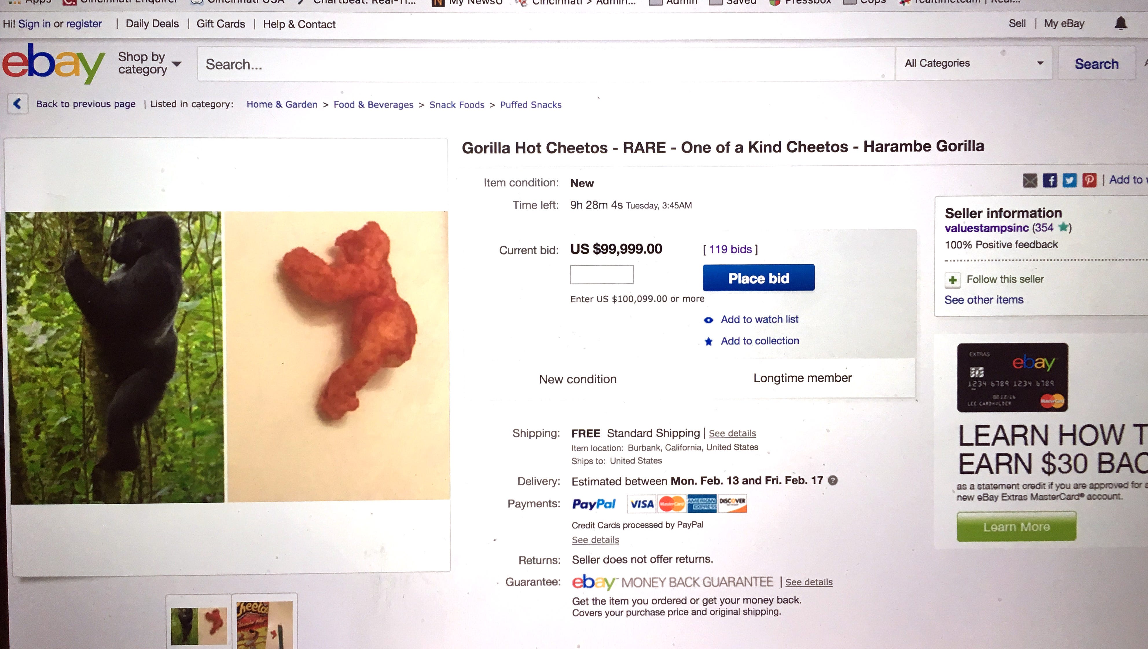 Harambe Shaped Cheetos Snack Really Selling For 100k Save and share your meme collection! harambe shaped cheetos snack really