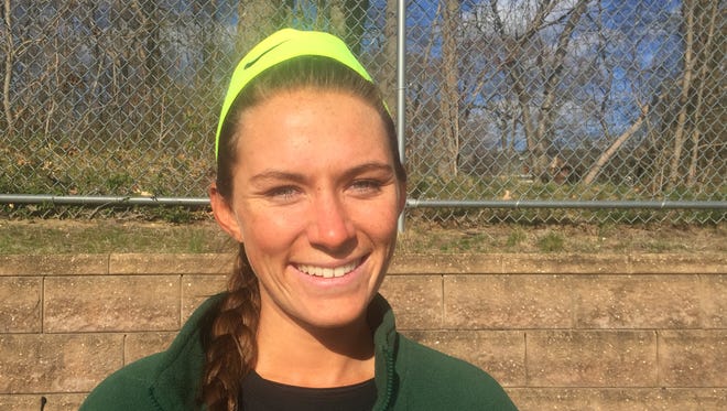Red Bank Catholic's Elizabeth Small talks to the Asbury Park Press after her team's 10-4 victory over host Ocean on April 8, 2016