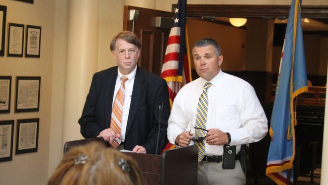 Madison County Sheriff John Mehr and Jackson Police Chief Julian Wiser at a news conference earlier this week.
