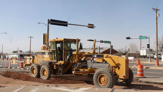 The Mesa Verde construction team works against lanes of traffic on the First and Florida realignment. The city has announced they will additionally be closing the outside eastbound lane on First Street on Monday, Feb. 27 so workers have enough room for the project.