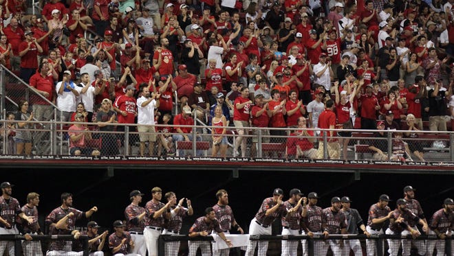 The scene at M.L. "Tigue" Moore Field as UL takes on Mississippi State on May 1, 2014, in the NCAA Lafayette Regional.