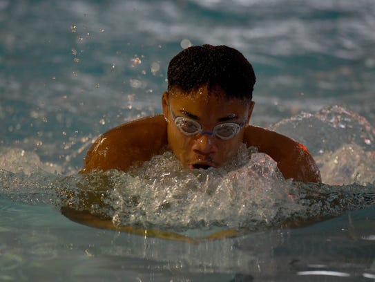 Liam Elhadad of Teaneck, swimming the breast stroke