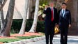 Trump pumps his fist as he and Chinese President Xi