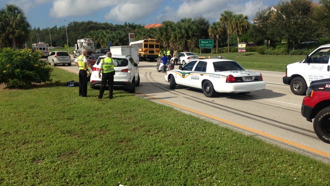 Ten students on a Lee County school bus were unhurt after their bus and an SUV were involved in a crash on Summerlin Road shortly before 9:30 a.m. Monday.