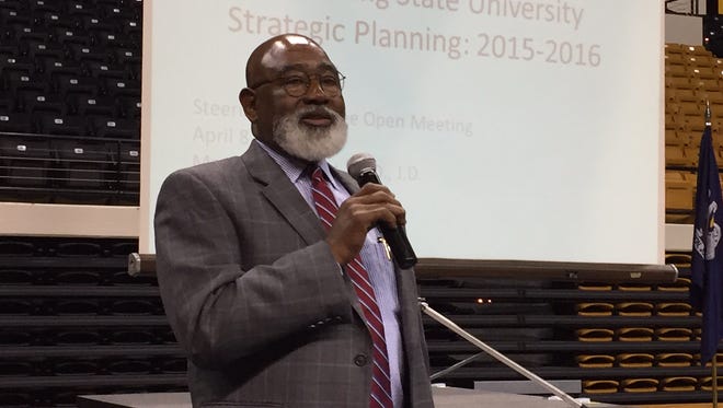 Grambling President Willie Larkin opens strategic plan meeting at GSU on Friday.