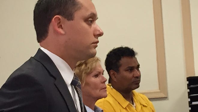 From left, Morris County Assistant Prosecutor Justin Tellone, county Deputy Public Defender Dolores Mann, and defendant Richard Perry of Oak Ridge, in Superior Court, Morristown, on Oct. 3, 2016.