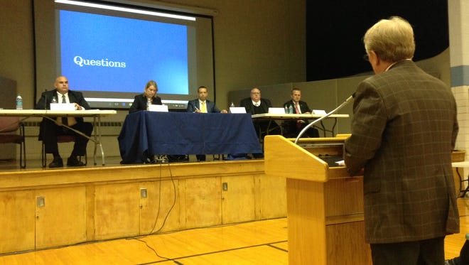 Mayor Dennis Tyler addresses the Distressed Unit Appeals Board.